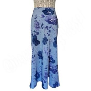 Sense Vintage, Blue Floral, Maxi Skirt - Size L